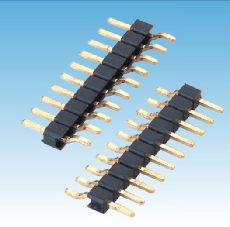 201. 产品名称: 2.54mm 排针 单排 卧式SMT （带柱/夹持盖）